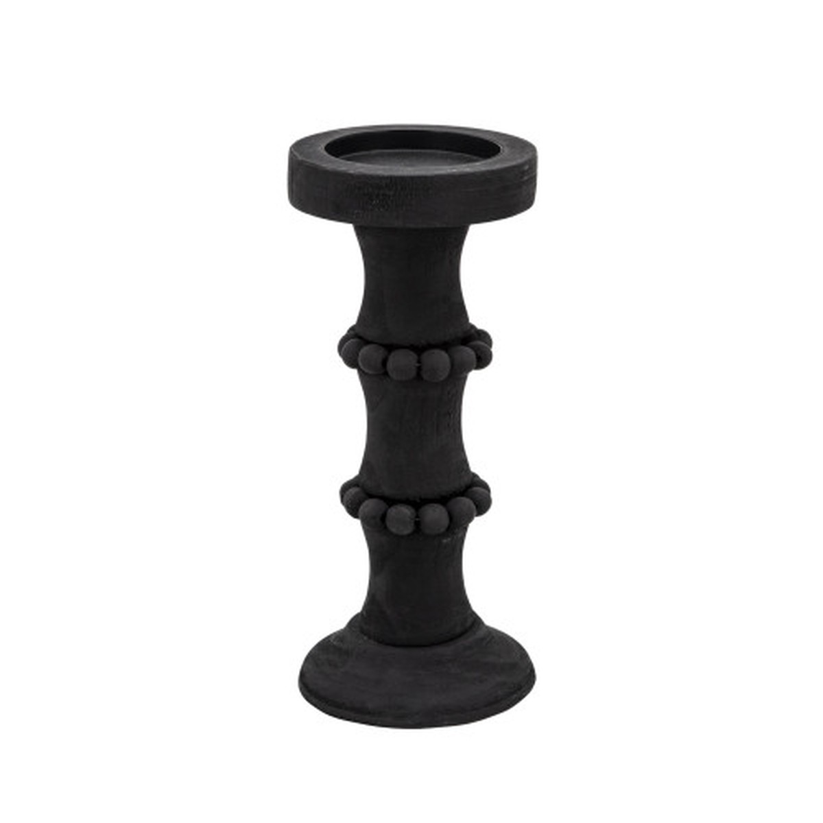 11" Black Banded Bead Candle Holder