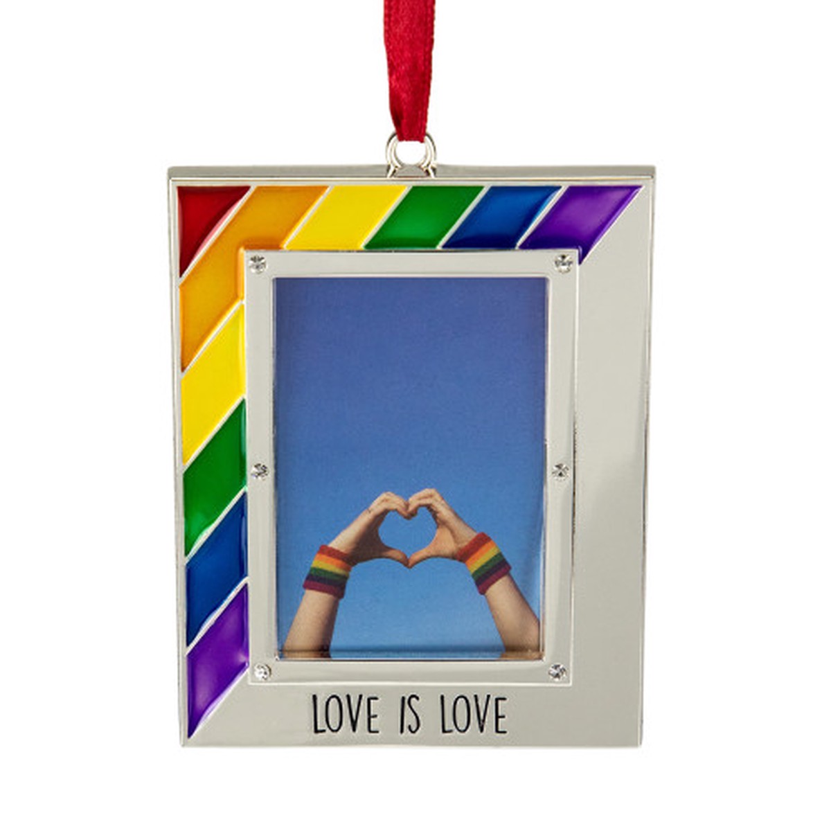 3.5" Picture Frame "Love is Love" Christmas Ornament for 2.75" x 1.5" Photo