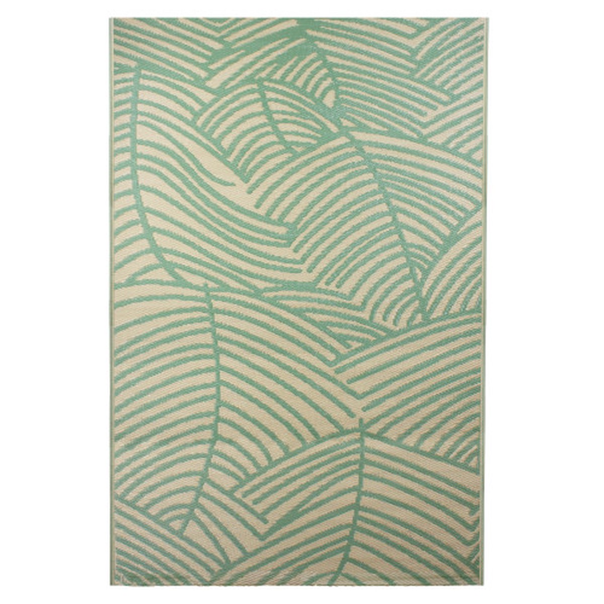 4' x 6' Green and Beige Leaf Design Rectangular Outdoor Area Rug