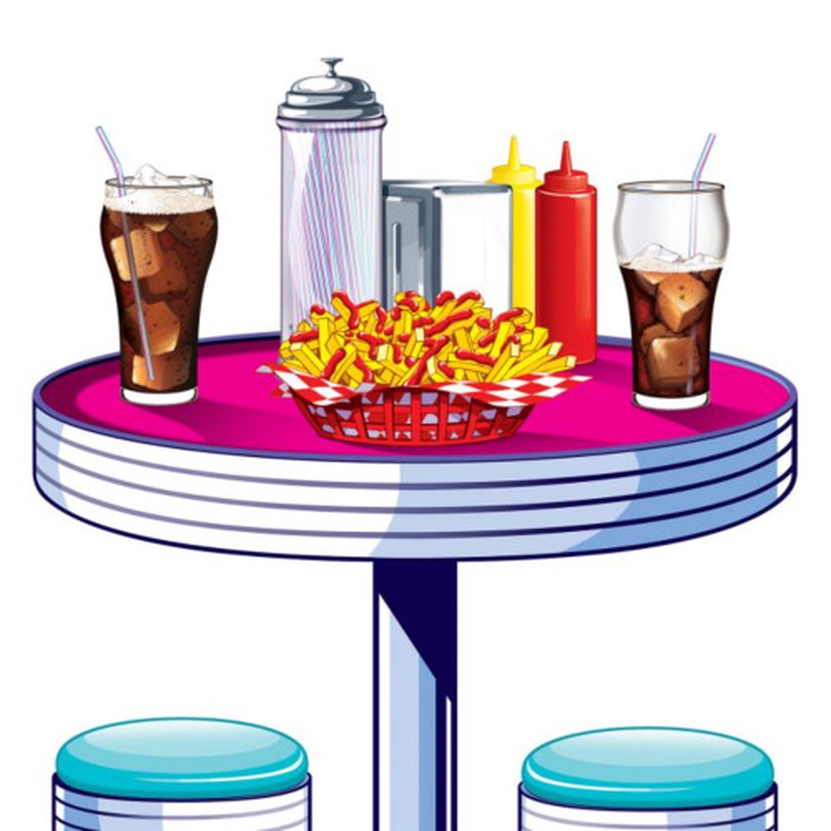 50's Soda Shop Table and Chairs Wall Decoration Props - 5.25' - Pack of 24