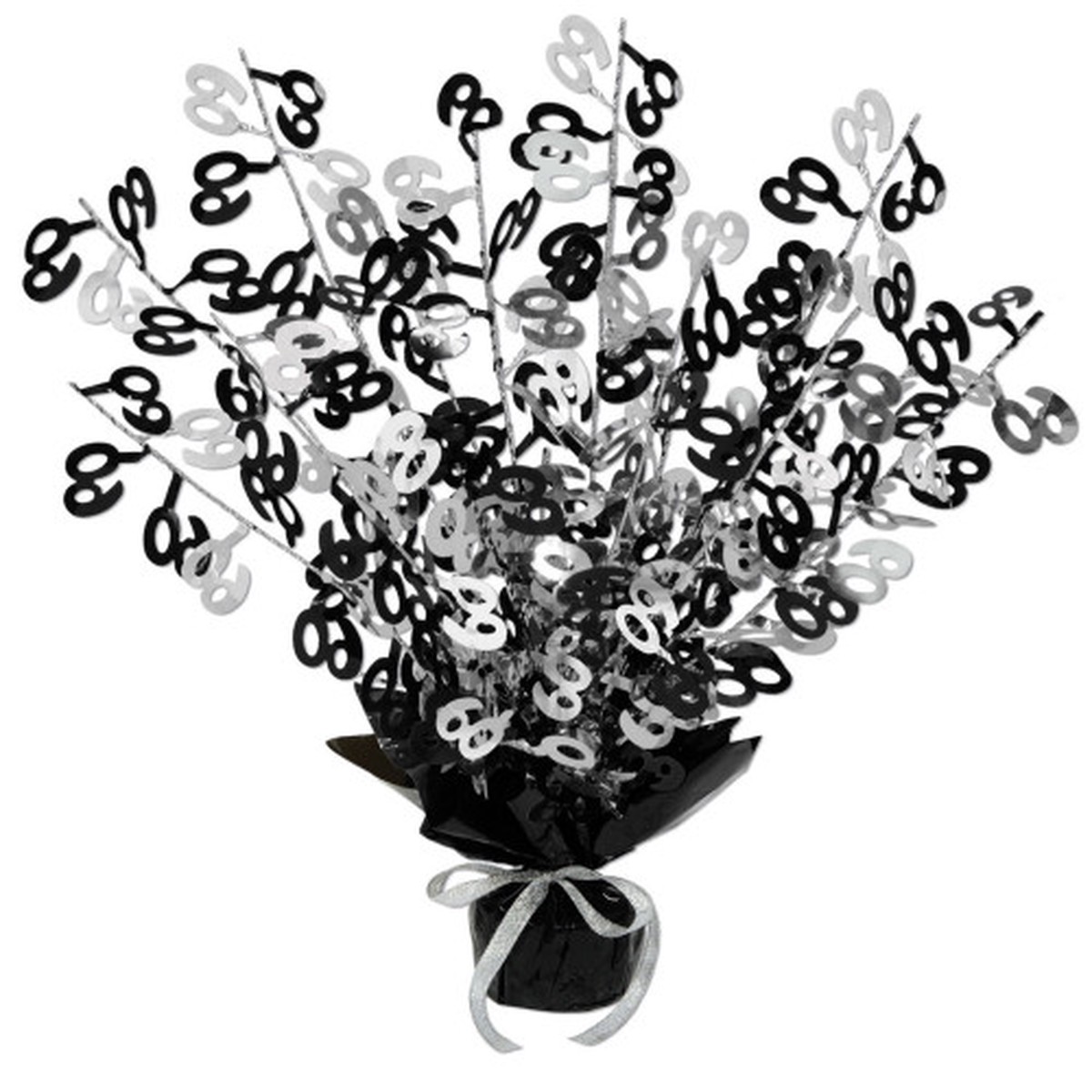 “60” Birthday Party Centerpieces – 15″ – Black and White – Pack of 12
