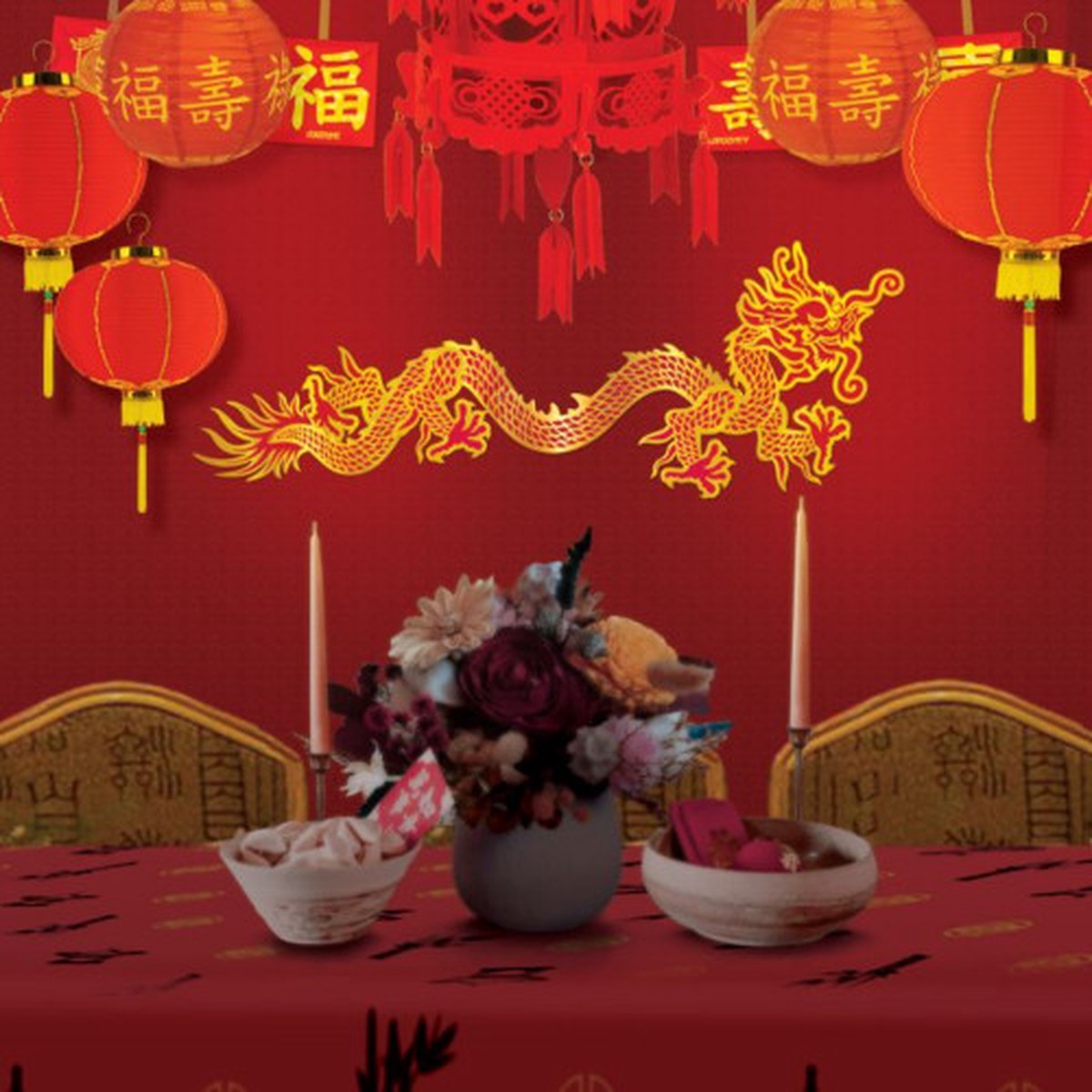 Asian Paper Lantern Party Decorations - 9.5" - Red and Yellow - Pack of 18