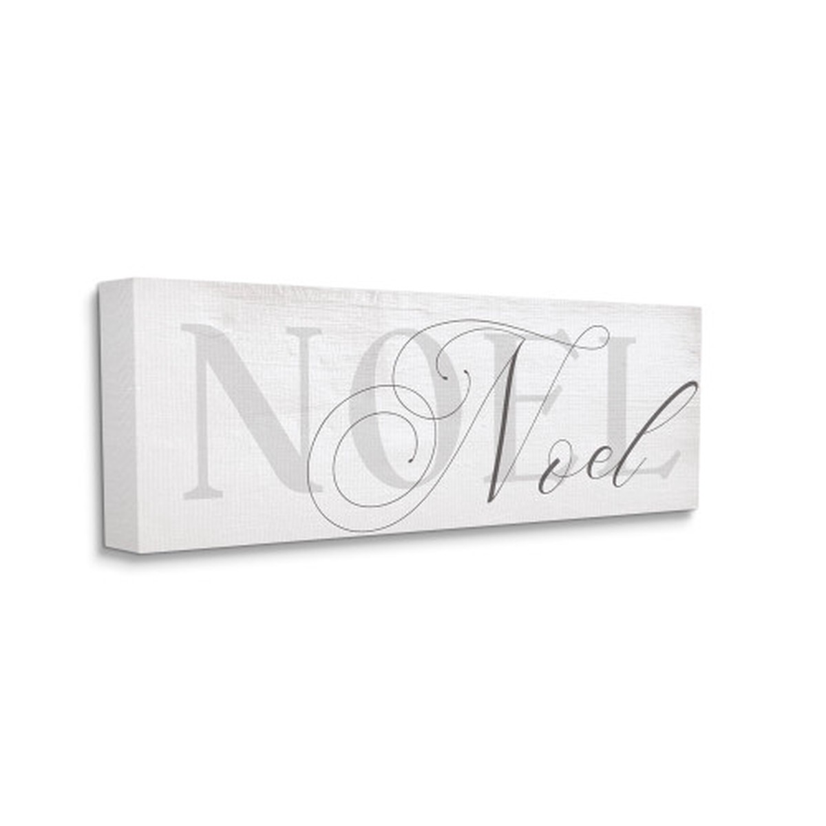 Beige and Gray Quaint Noel Typography Christmas Rectangular Canvas Wall Art Decor 30" x 13"