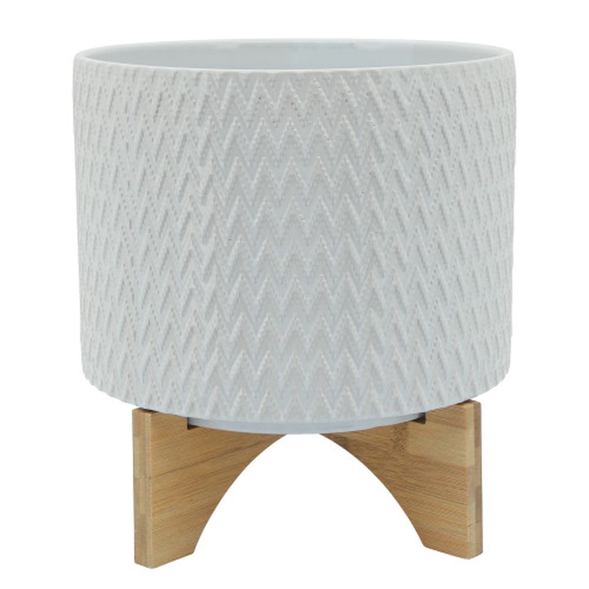Chevron Ceramic Standing Planter - 11" - White