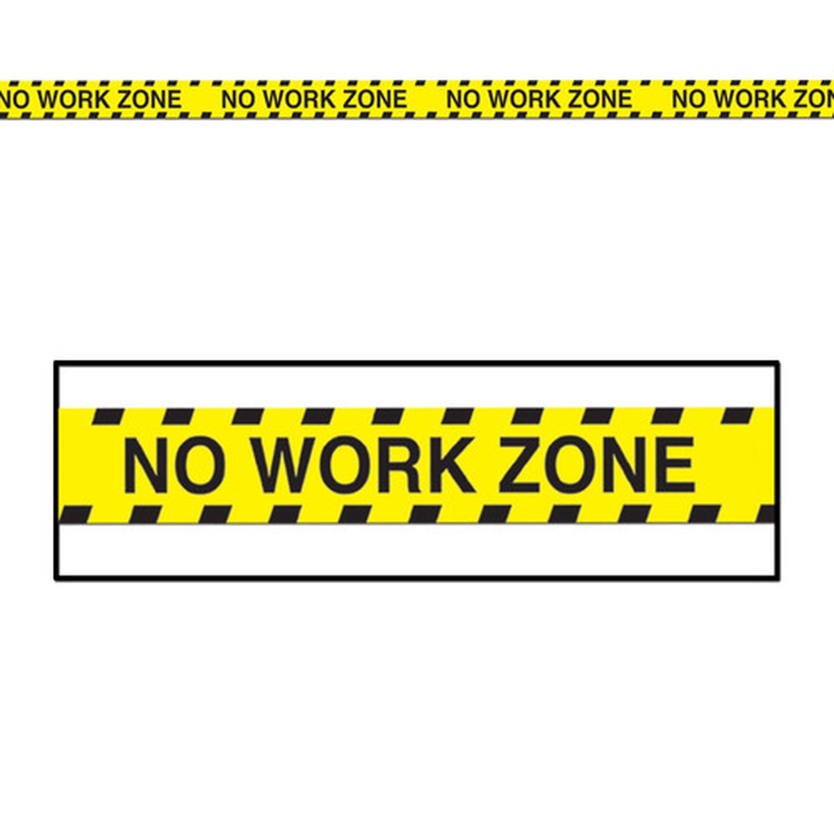 Club Pack of 12 Yellow and Black No Work Zone Party Tape Party Streamers Decors 20'