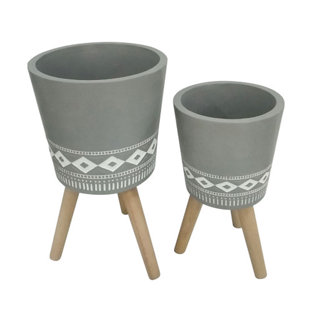 Diamond Outdoor Tripod Legs Planters - 12" - Gray and White - Set of 2