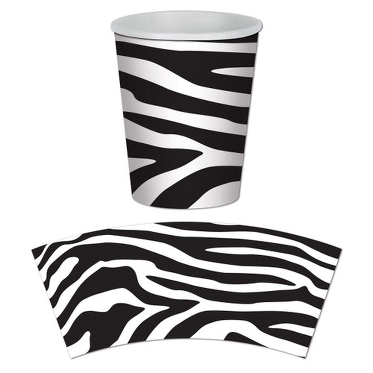 Disposable Zebra Hot & Paper Party Cups - 9 oz - Black and White - Pack of 96
