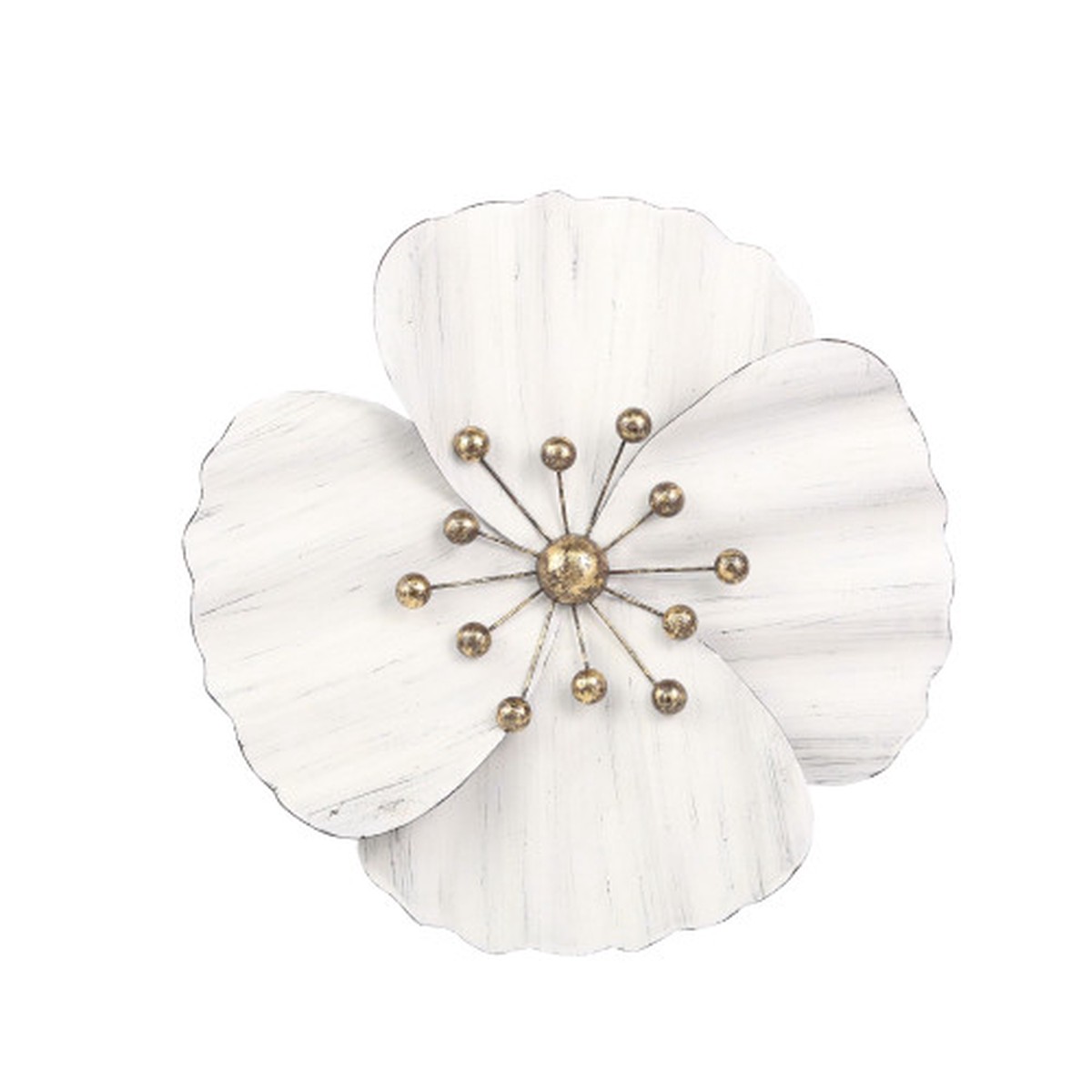Flower Wall Decoration - 16" - White and Gold
