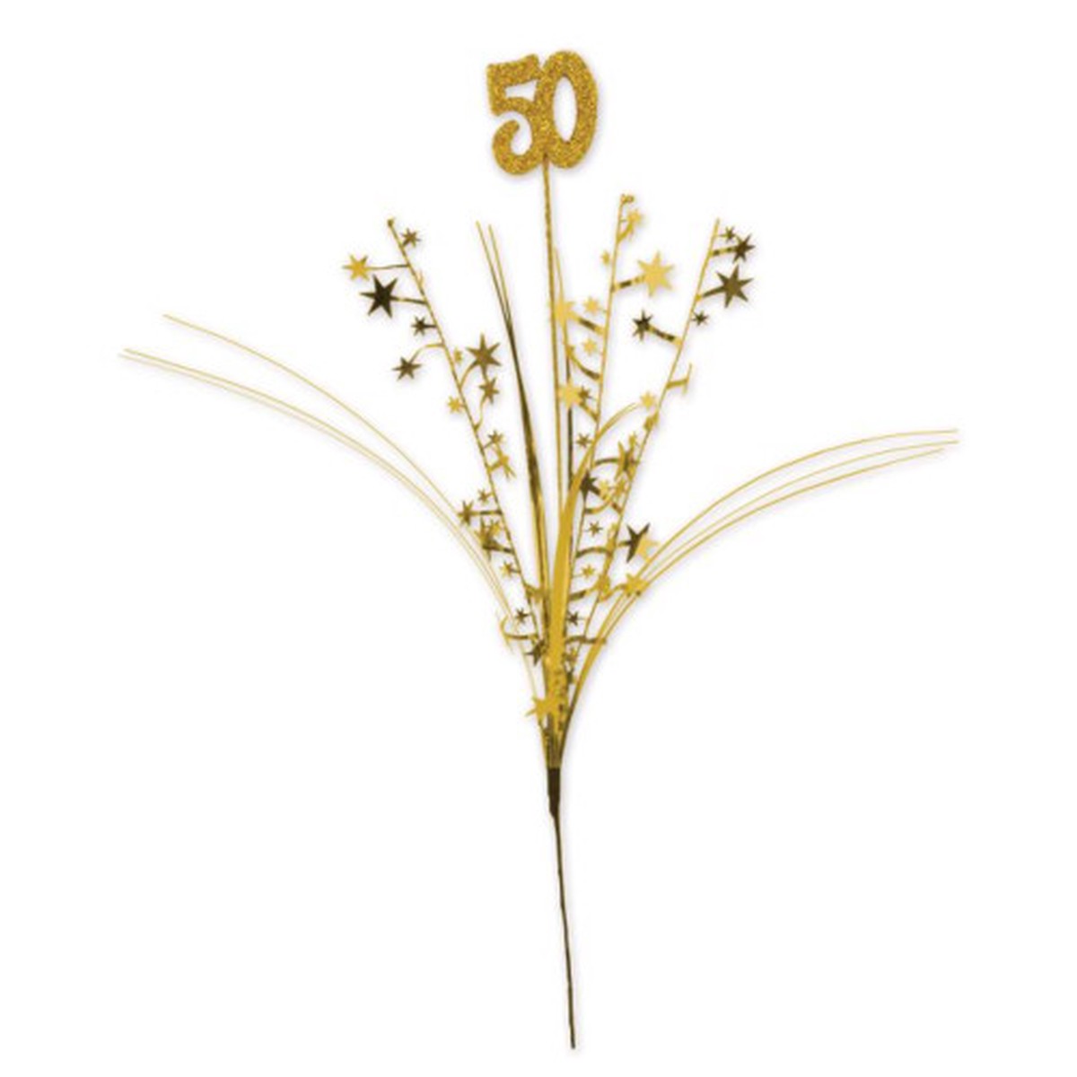 Glittered '50' Metallic Star Birthday Artificial Spray - 23" - Silver - Pack of 12