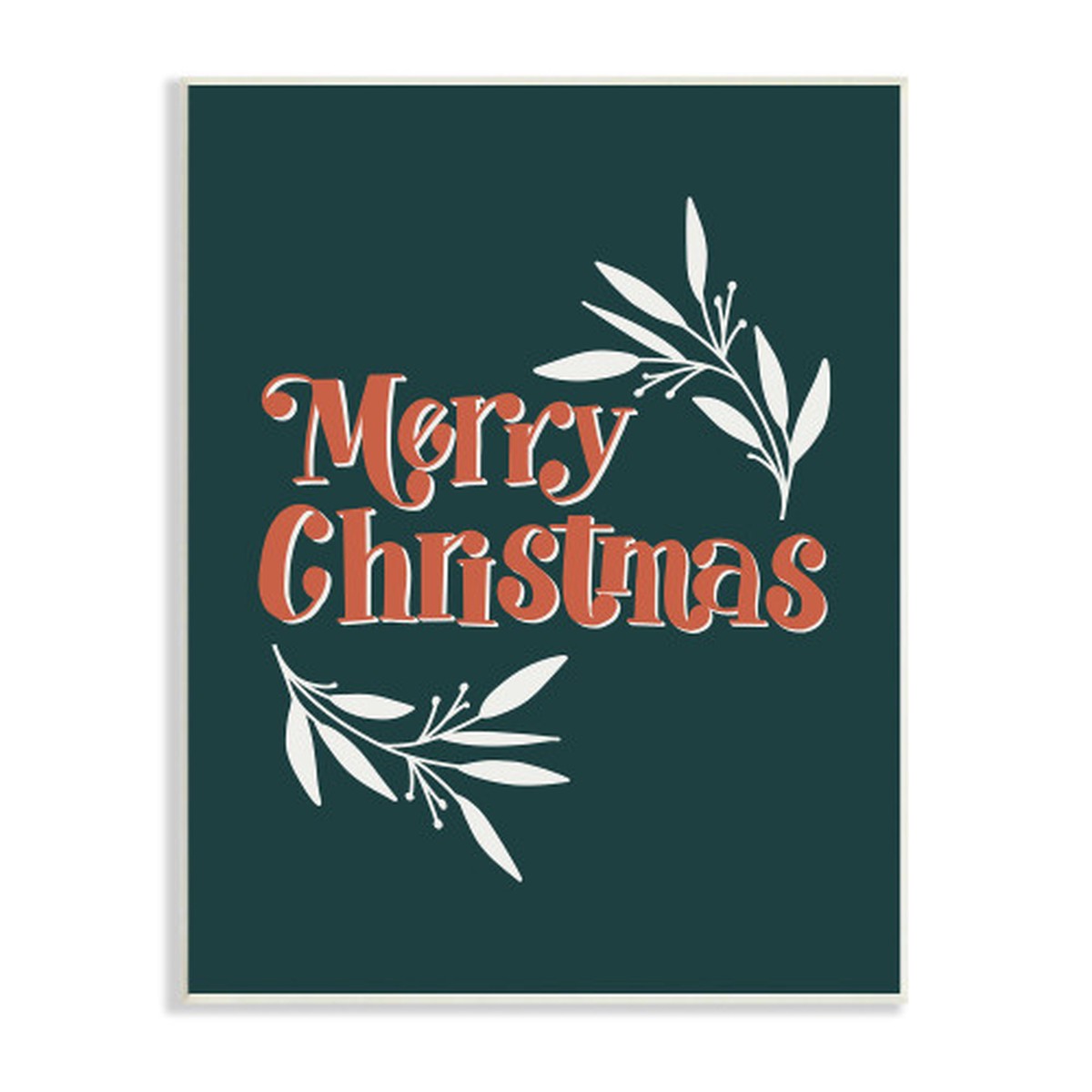 Green and Orange Merry Christmas Phrase Rectangular Wall Plaque Art 19" x 13"