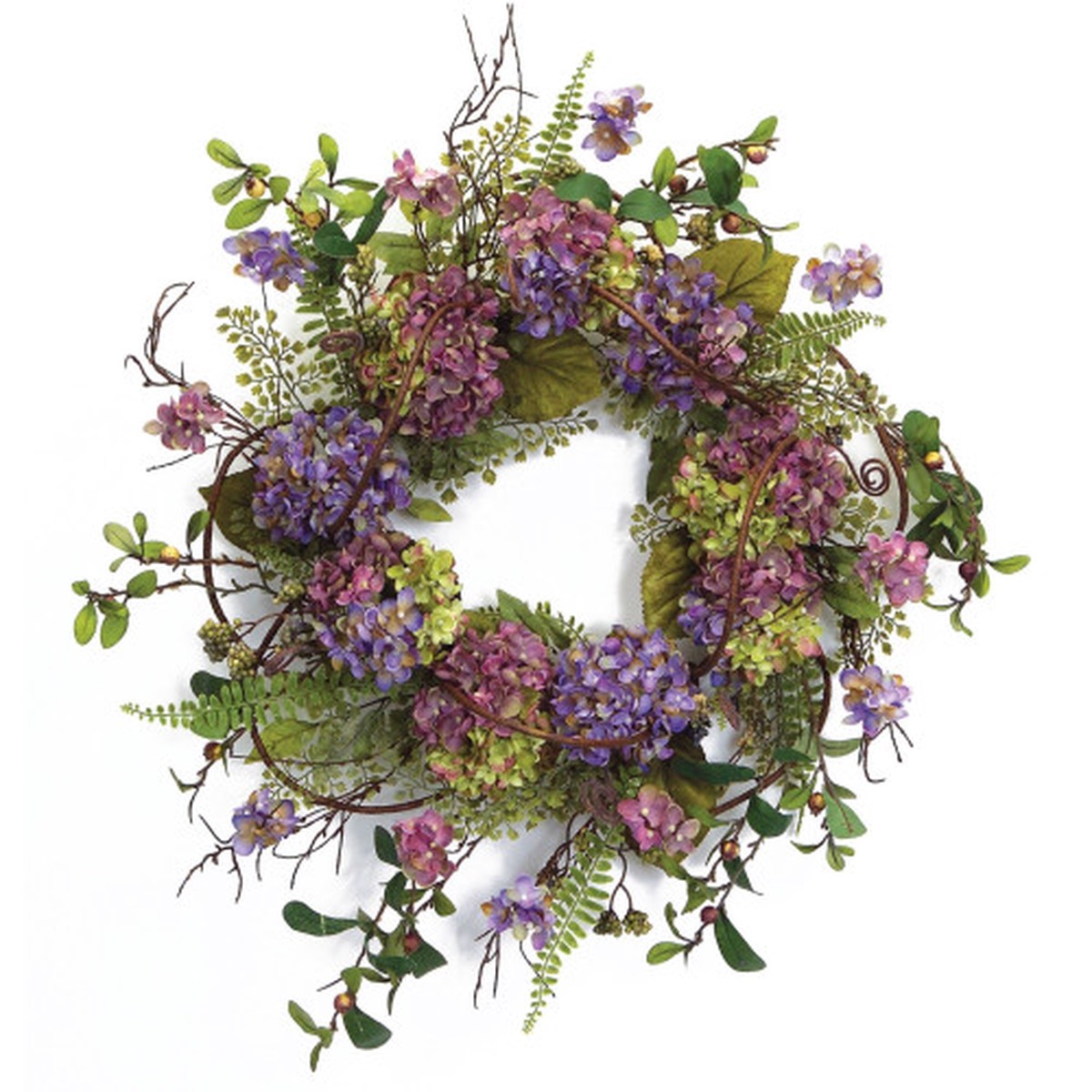 Hydrangea Twig Spring Floral Wreath, 22-Inch