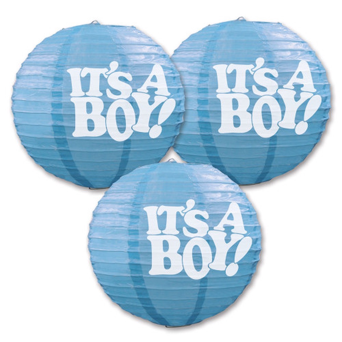 Its A Boy Paper Lantern Party Decorations - 9.5" - Blue and White - Pack of 18