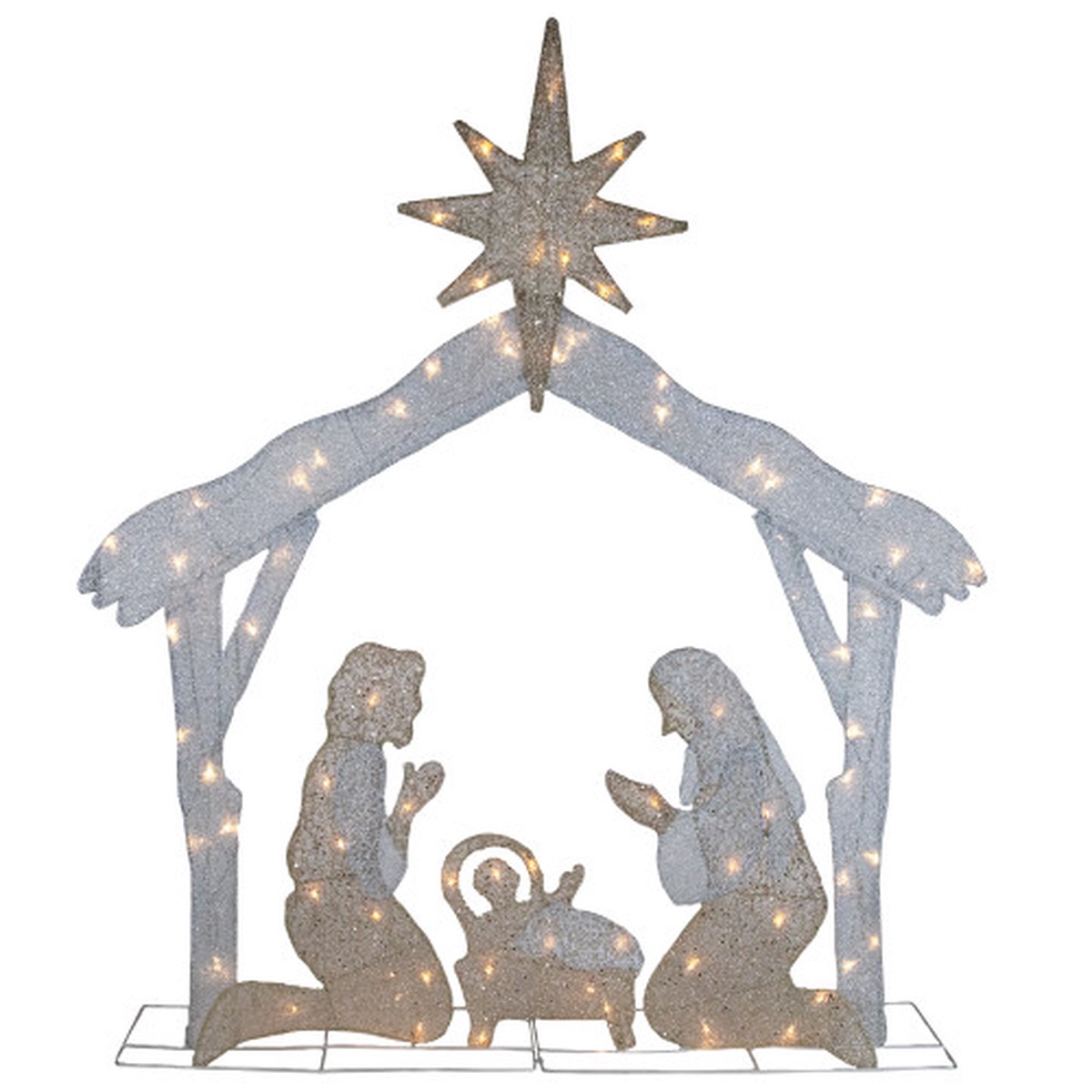LED Lighted Holy Family Nativity Scene Outdoor Christmas Decoration - 44" - Warm White