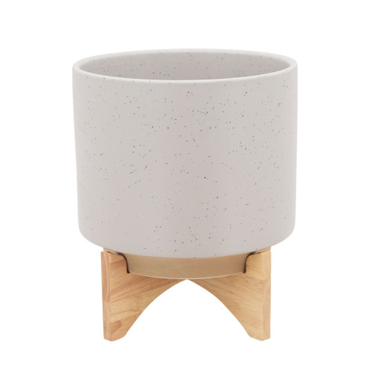 Matte Finish Ceramic Planter on Stand - 12" - Beige and Brown