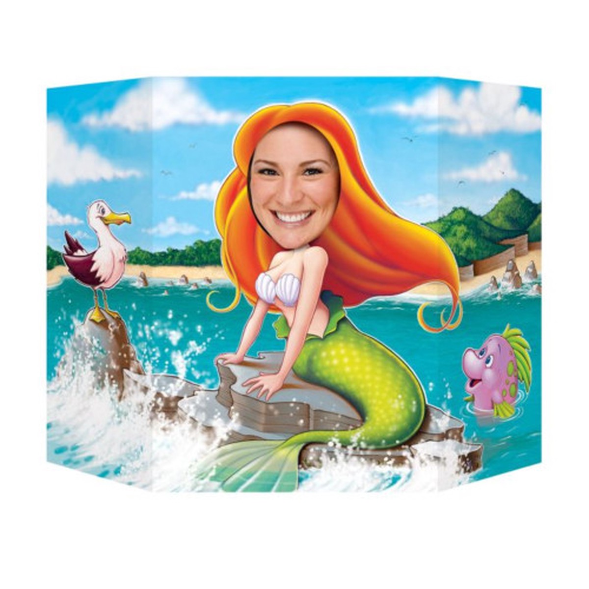 Mermaid Party Photo Prop - 37" - Multicolor - Pack of 6