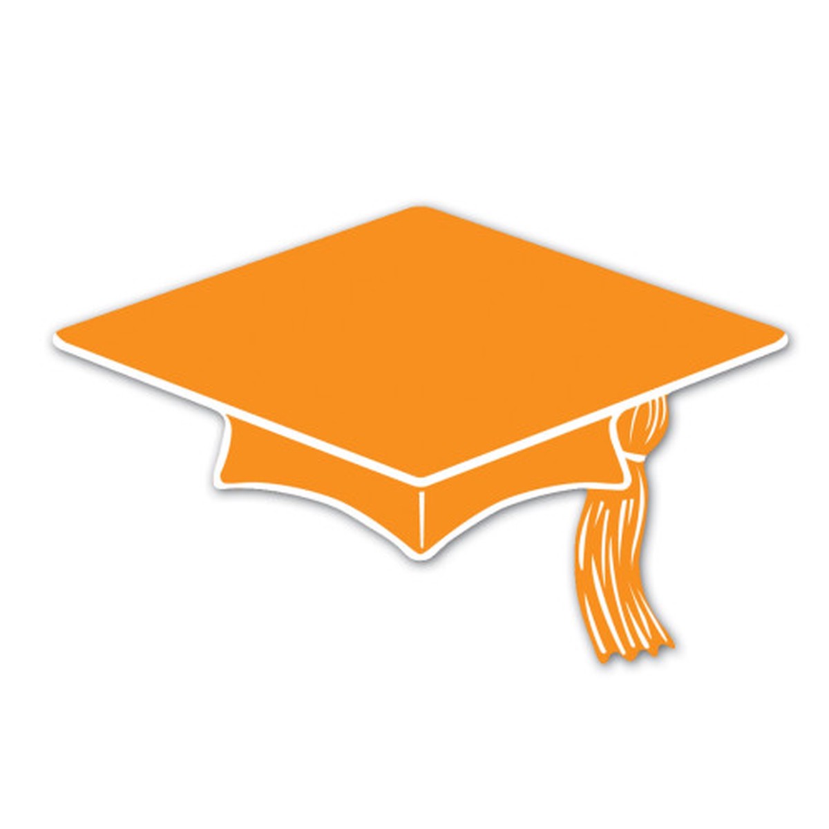 Mini Graduation Cap Cutout Signs Party Wall Decoration Props - 4" - Orange and White - Pack of 240