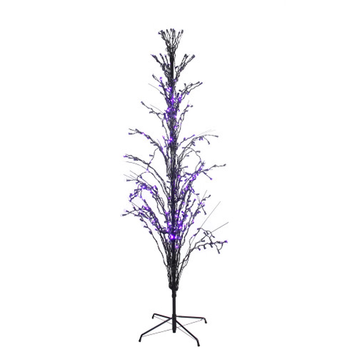 Pre-Lit Cascade Halloween Twig Tree - 6' - Purple Lights