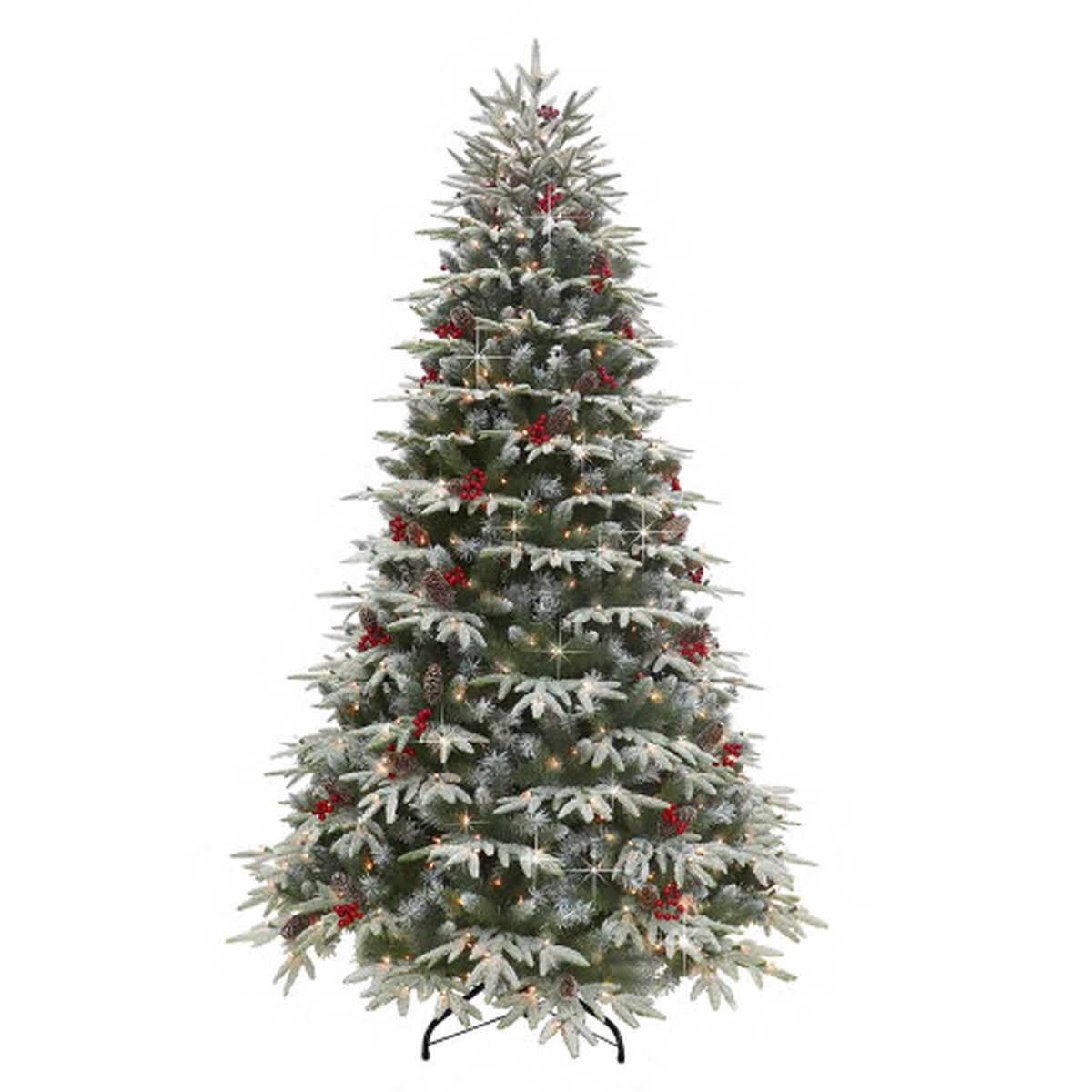 Pre-lit Medium Flocked Halifax Artificial Christmas Tree - 7.5 - Clear Lights
