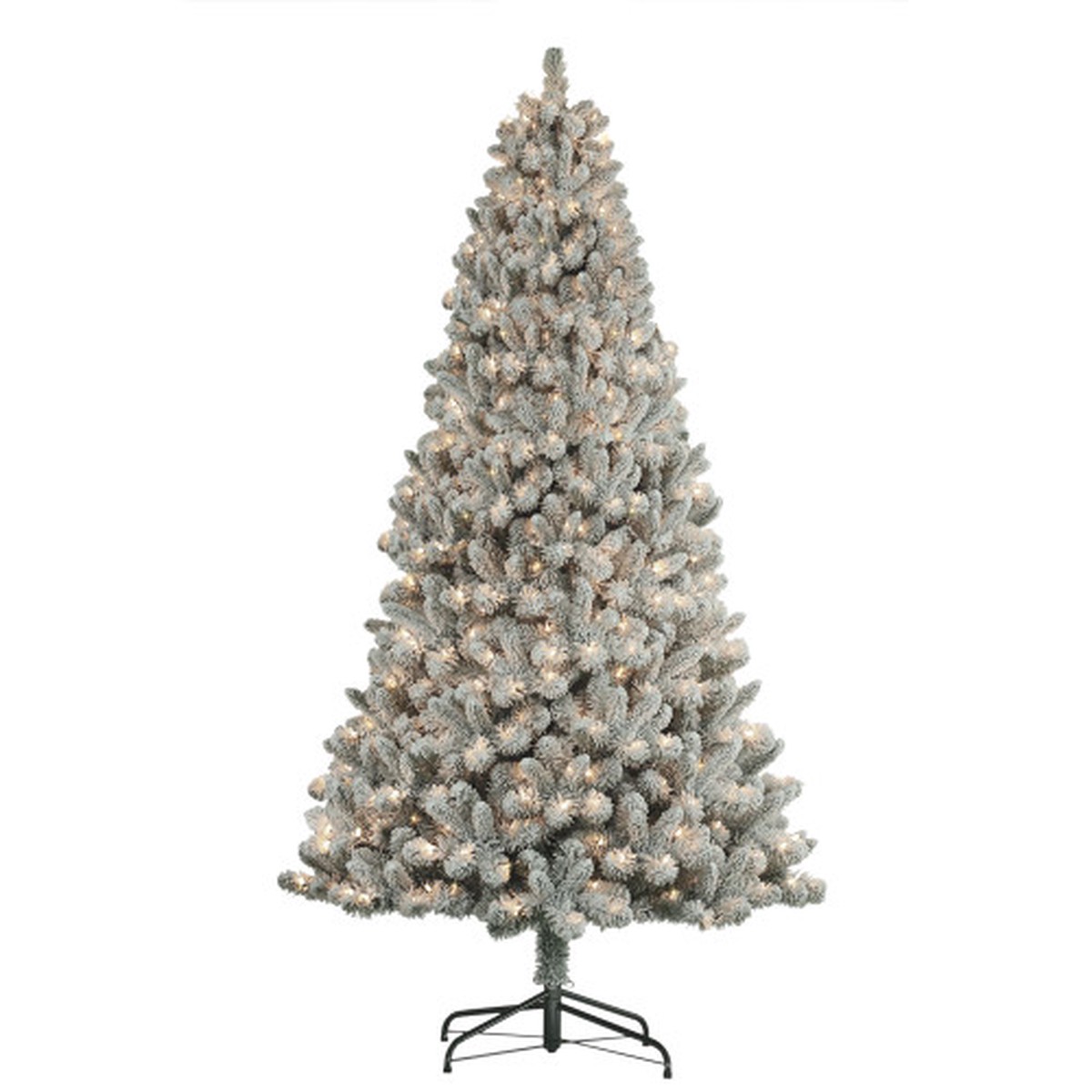 Pre-Lit Medium Flocked Virginia Pine Christmas Tree - 7.5 - Clear Lights