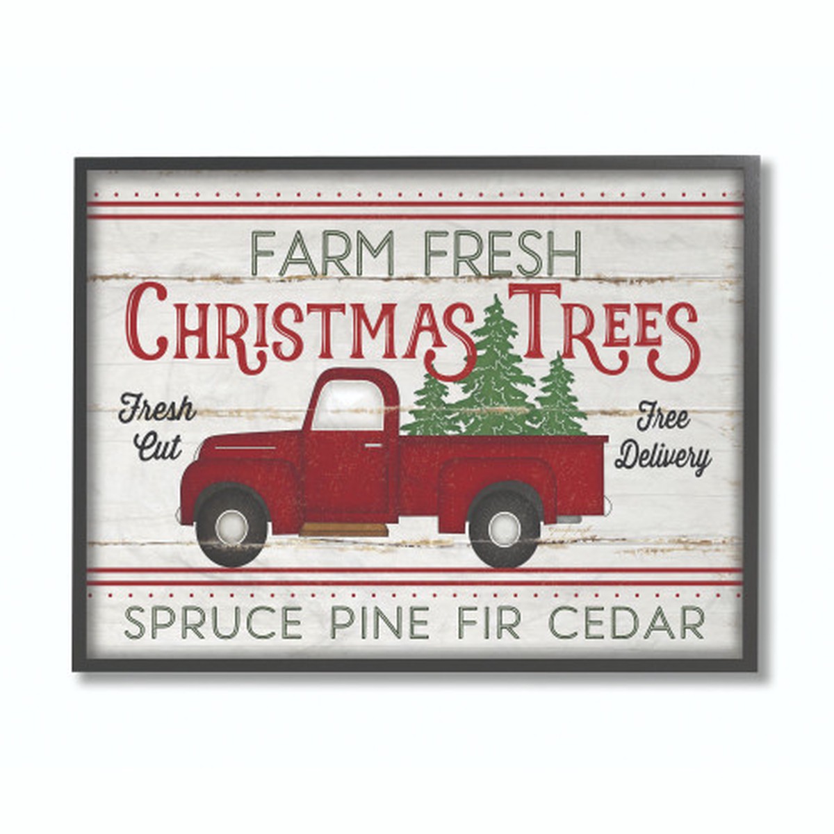 Red and Black Farm Fresh Christmas Trees XXL Framed Wall Art 24" x 30"