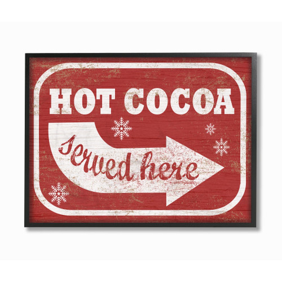 Red and Black "Hot Cocoa Served Here" Framed Christmas Wall Art 24" x 30"