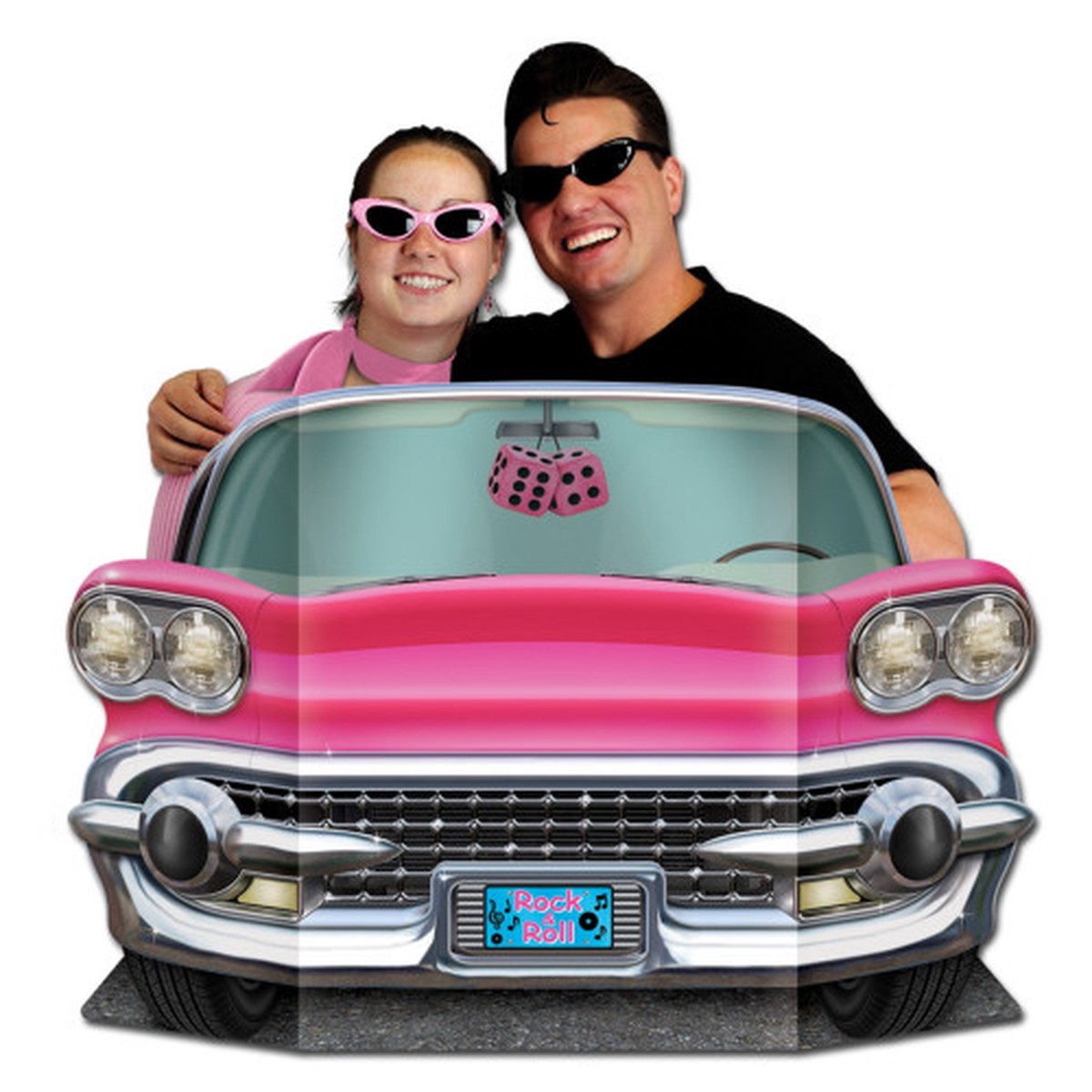 Rock and Roll Convertible Party Photo Prop - 36.5" - Pink and Black - Pack of 6