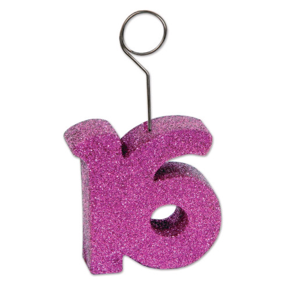 Sweet "16" Glittered Balloon Photo or Balloon Holder - 5.5"- Pink - Pack of 6