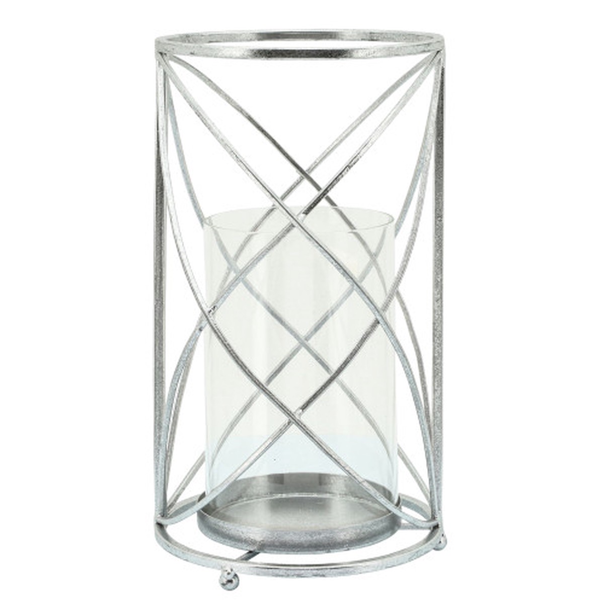 Swirl Hurricane Candle Holder - 13" - Silver