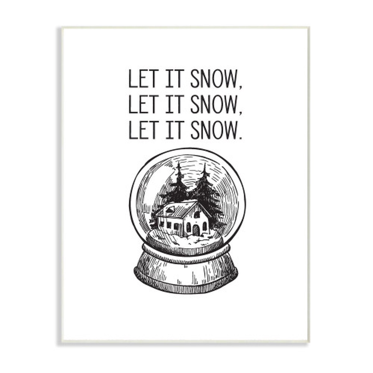 White and Black "Let It Snow" Globe Christmas Oversized Wall Plaque Art 19" x 13"