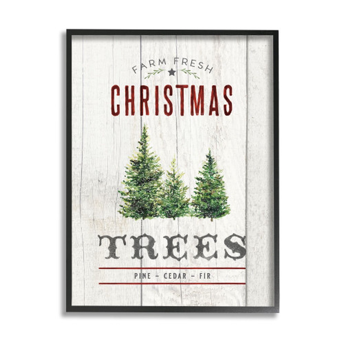 White and Green Christmas Trees XXL Black Framed Wall Art 30" x 24"