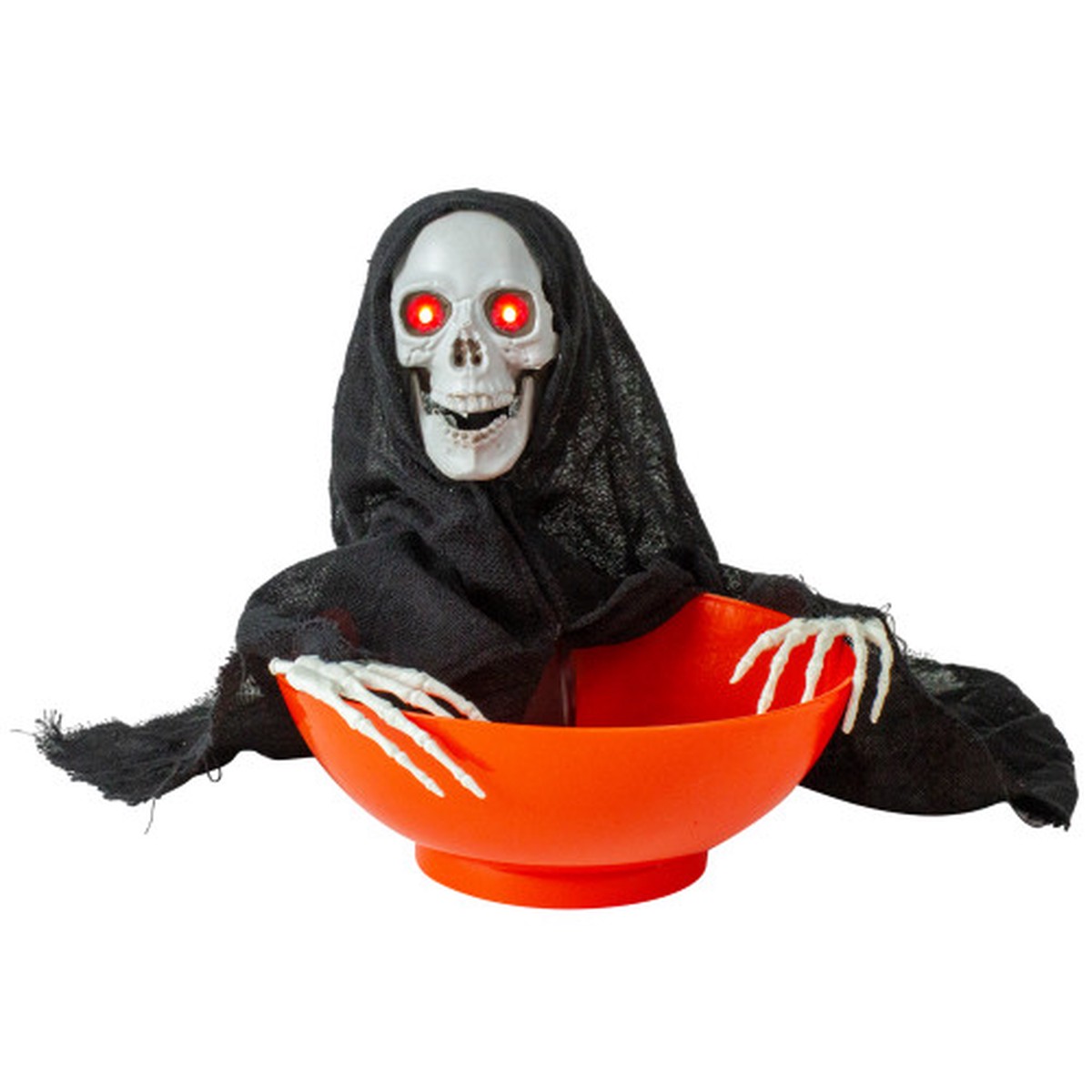 10.5" LED Lighted and Animated Grim Reaper Halloween Candy Bowl - Black and Orange
