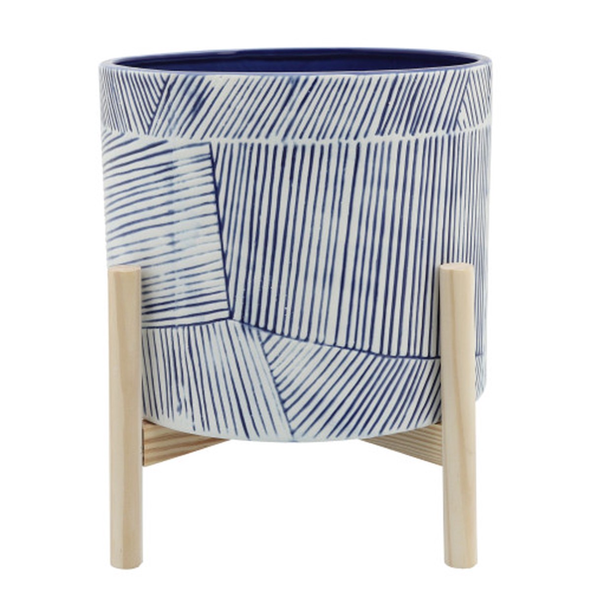 10" Navy Blue Ceramic Decorative Planter with Stand