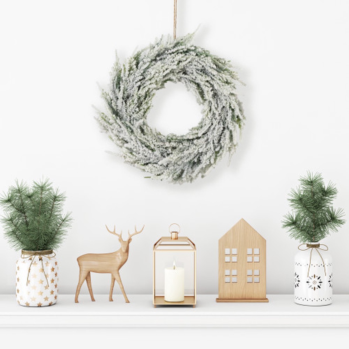 11.75" Real Touch Heavily Flocked Pine Artificial Christmas Wreath - Unlit