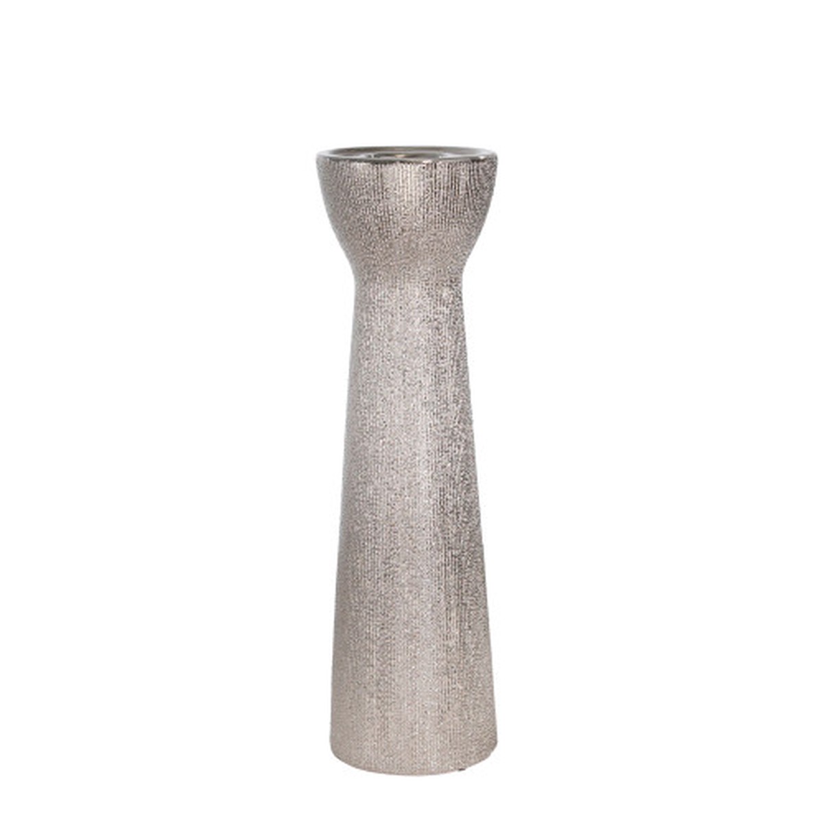 14" Silver Glam Beaded Decorative Candle Holder