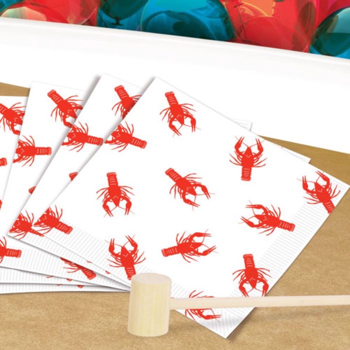 2-Ply Disposable Crawfish Luncheon Party Napkins - 6.5" - Red and White - Pack of 192