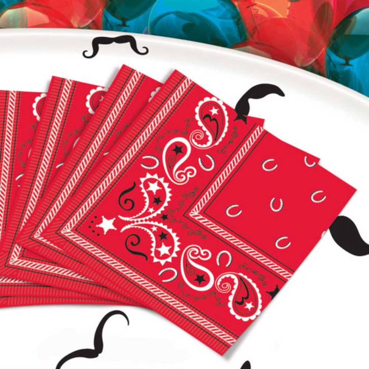 2-Ply Disposable Paisley Bandana Luncheon Party Napkins - 6.5" - Red and White - Pack of 192