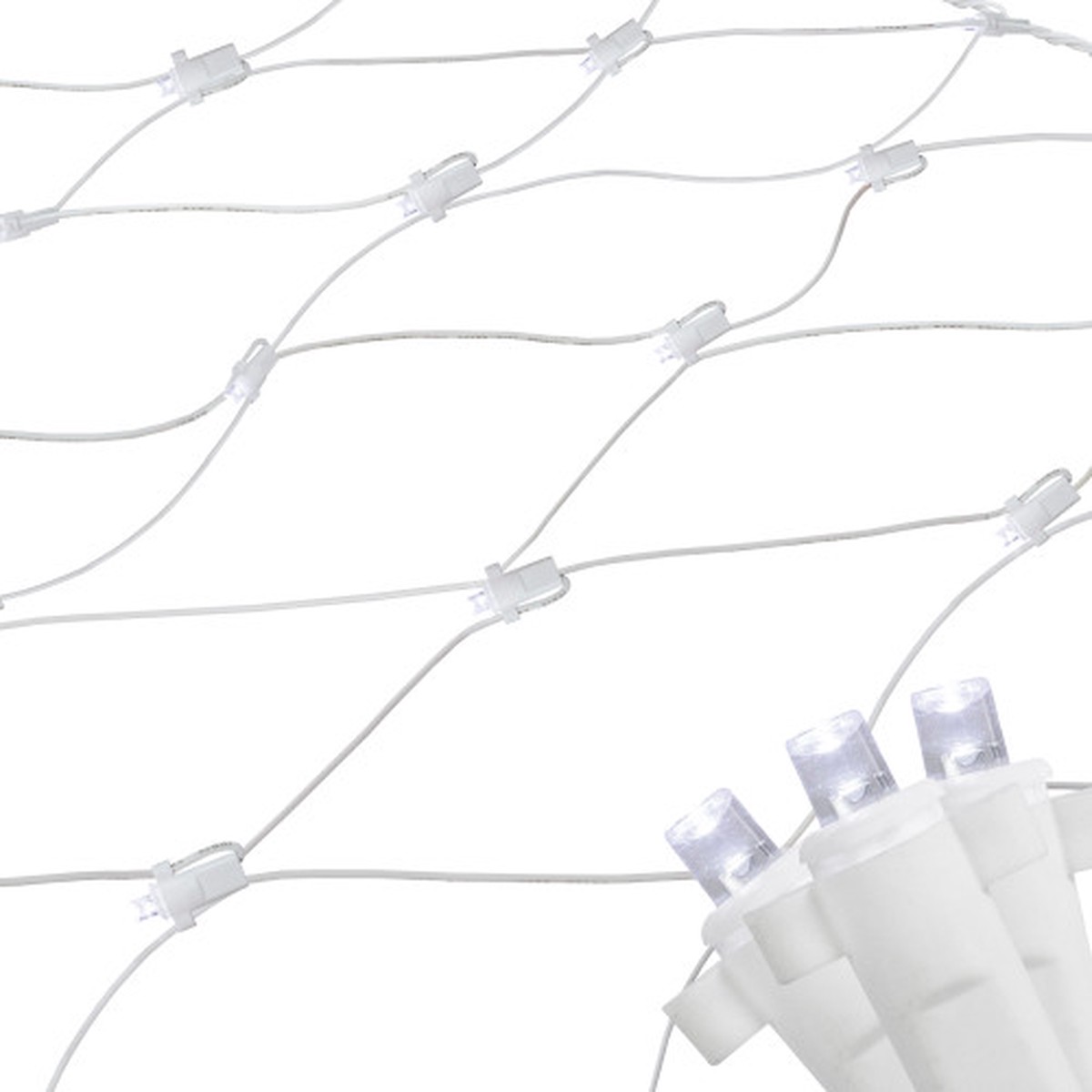 4' x 6' Pure White LED Wide Angle Net Style Christmas Lights - White Wire