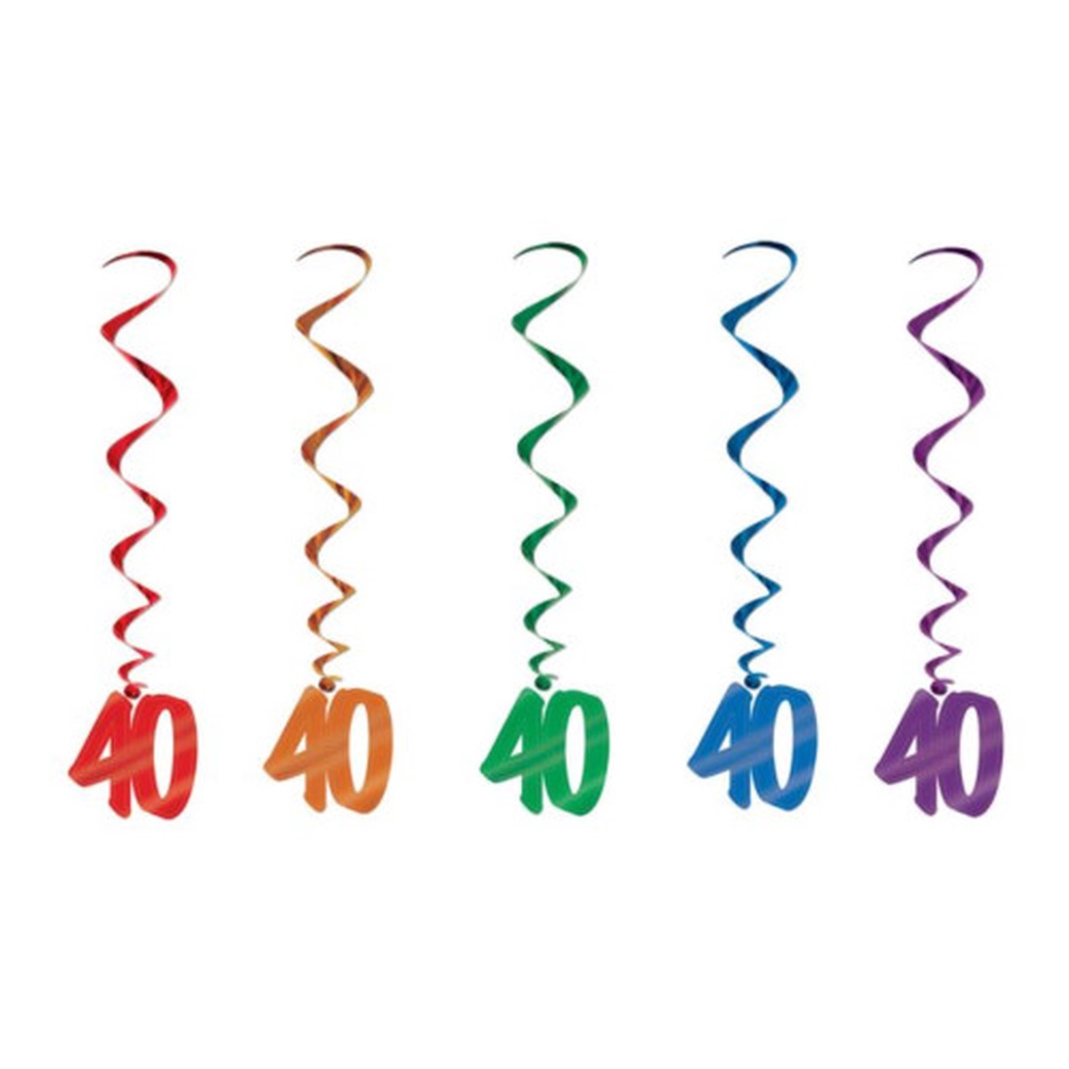 “40” Metallic Whirls Birthday Party Decorations – 3′ – Multicolor – Pack of 30