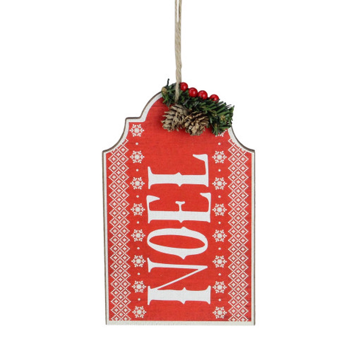 8" Red and White Snowflake Pattern "Noel" Christmas Wall Plaque