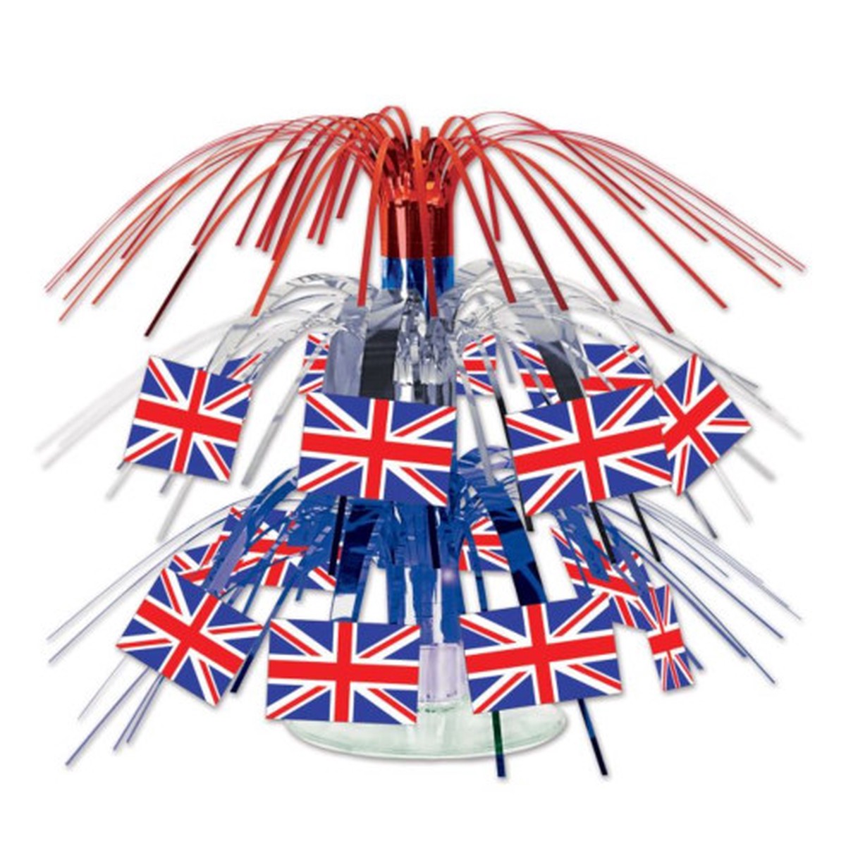 British Flag Mini Cascading Party Centerpiece - 7.5" - Red, Blue and White - Pack of 12