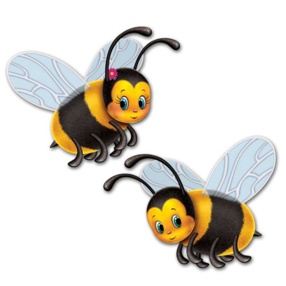 Bumblebee Cutout Party Wall Decorations - 17" Yellow and Black - Pack of 24.
