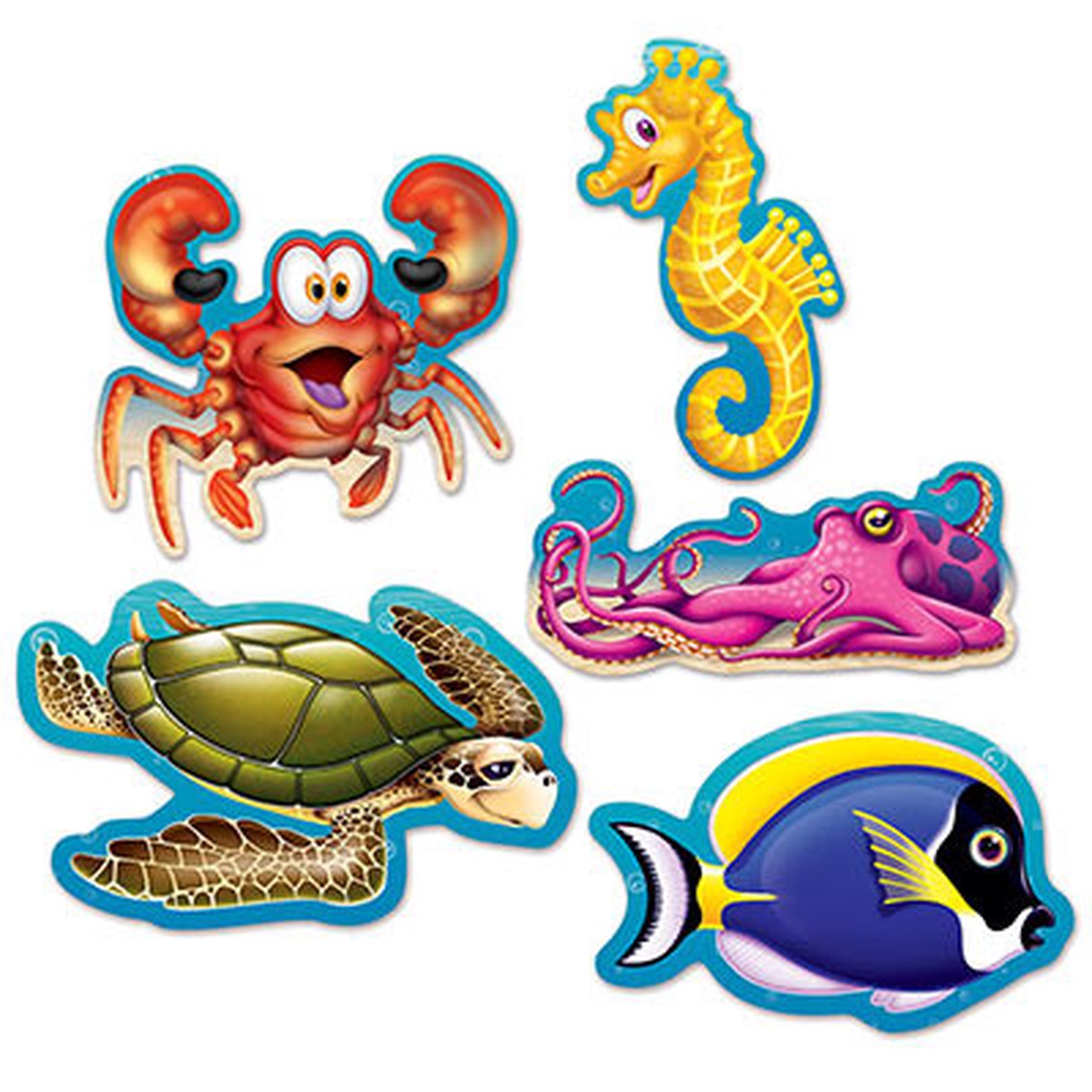 Club Pack of 240 Multi-Color Under the Sea Mini Luau Cutouts 5"