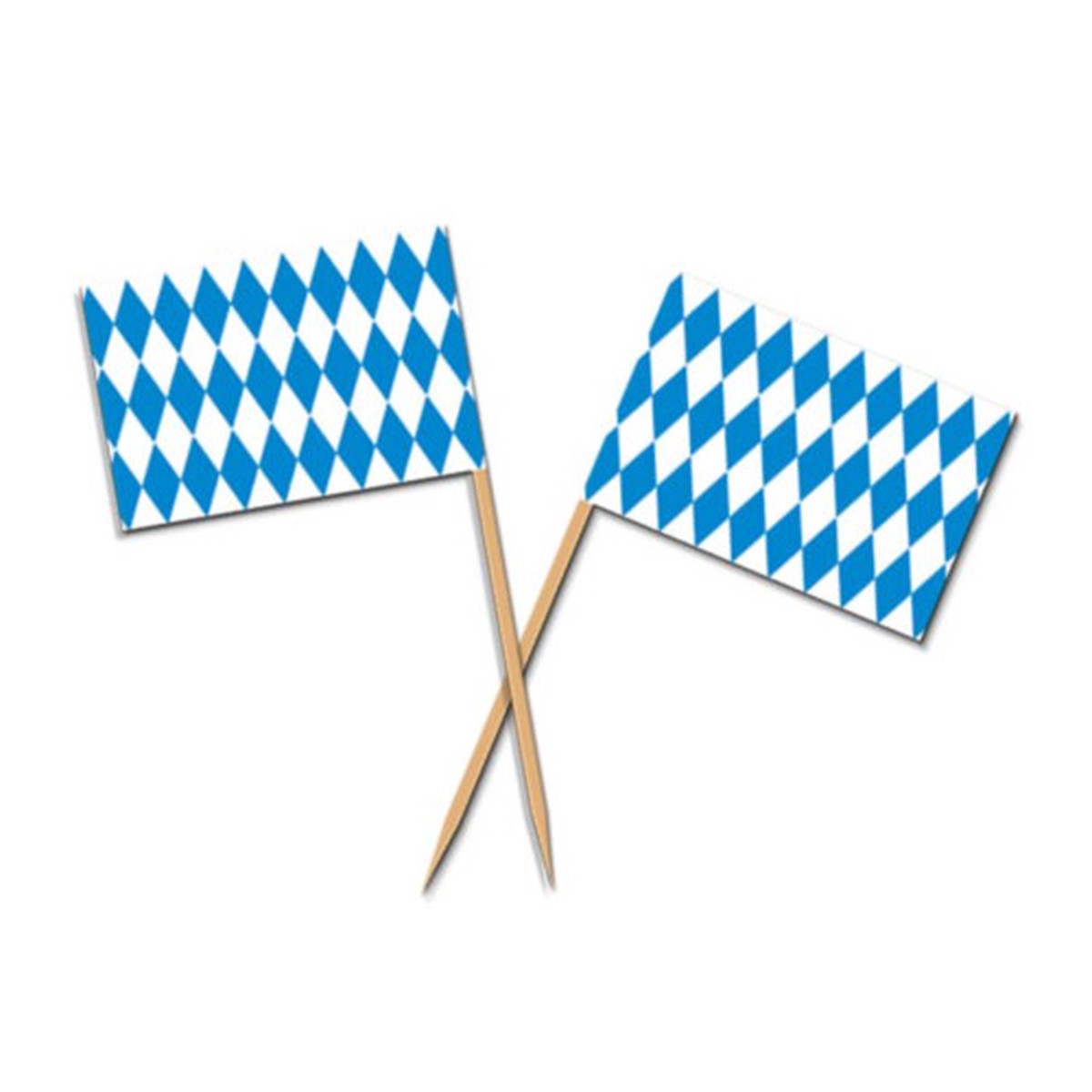 Disposable Oktoberfest Flag Food Drink Party Picks - 2.5" - Blue and White - Pack of 96