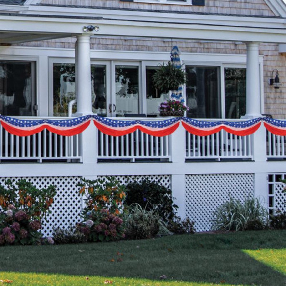 Hanging Patriotic Stars and Stripes Fabric Bunting Decoration - 70" - Pack of 6