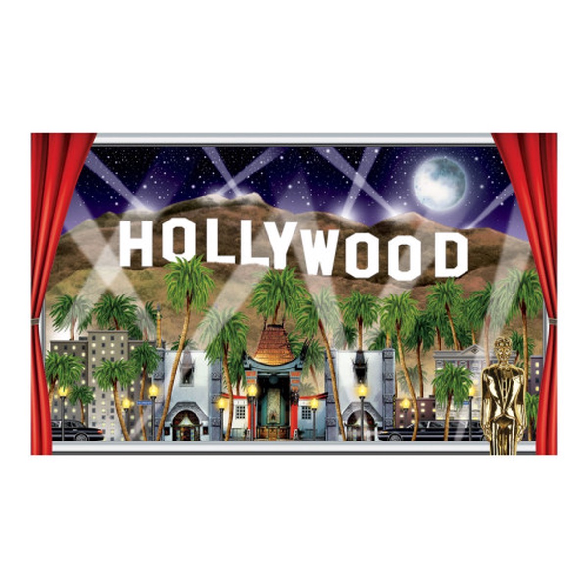 Hollywood Award Night Photo Backdrop - 62" - White and Red - Pack of 6