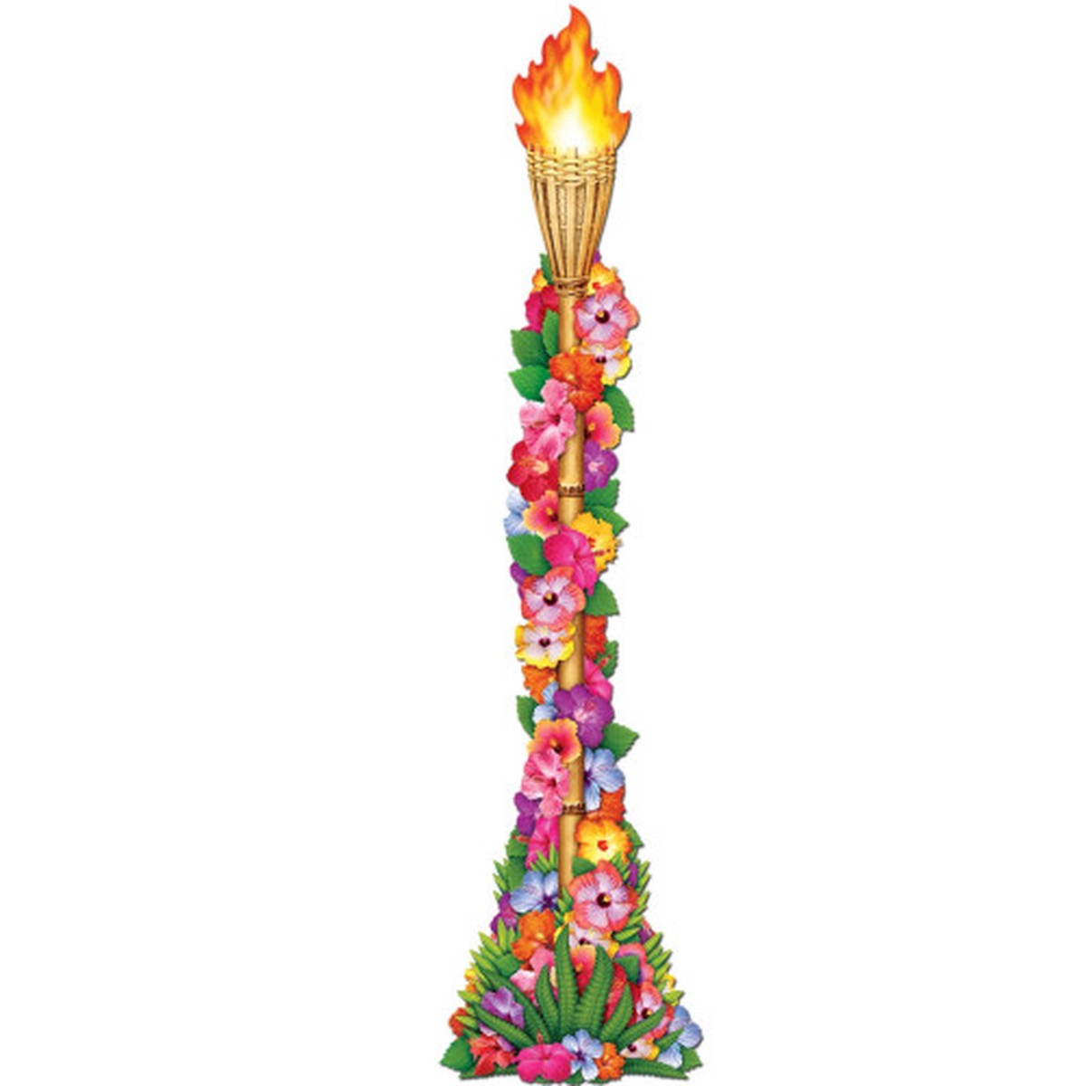 Jointed Floral Tiki Torch Cutout Wall Decoration Props - 48" - Pack of 12