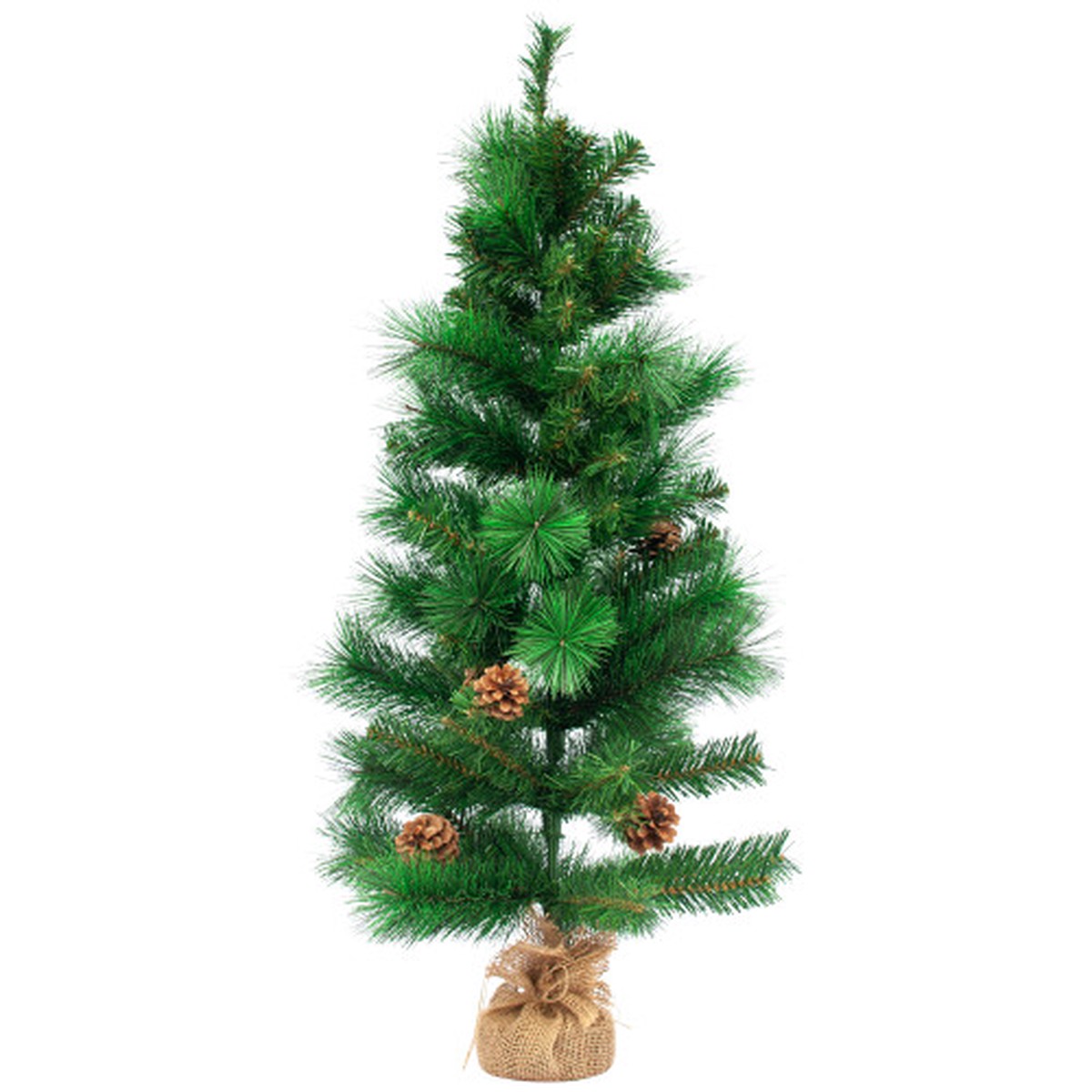 Mixed Pine and Pine Cones Artificial Christmas Tree in Jute Base - 39"