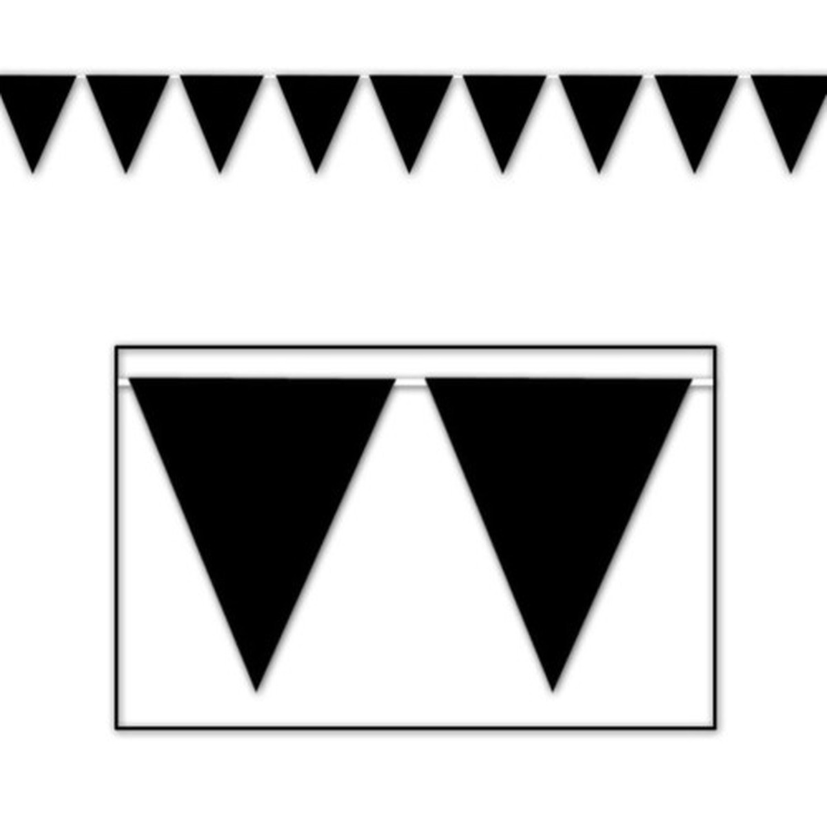 Pennant Banner Hanging Party Decorations - 12' - Black - Pack of 12