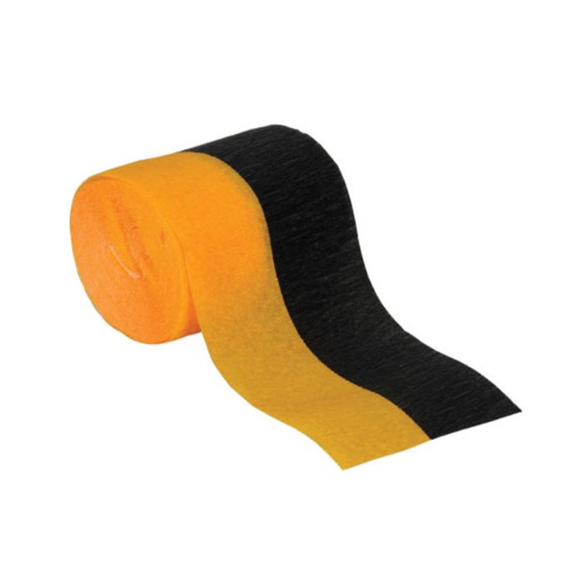 Split Dual-Color Crepe Party Streamers - 30' - Black and Yellow - Pack of 12