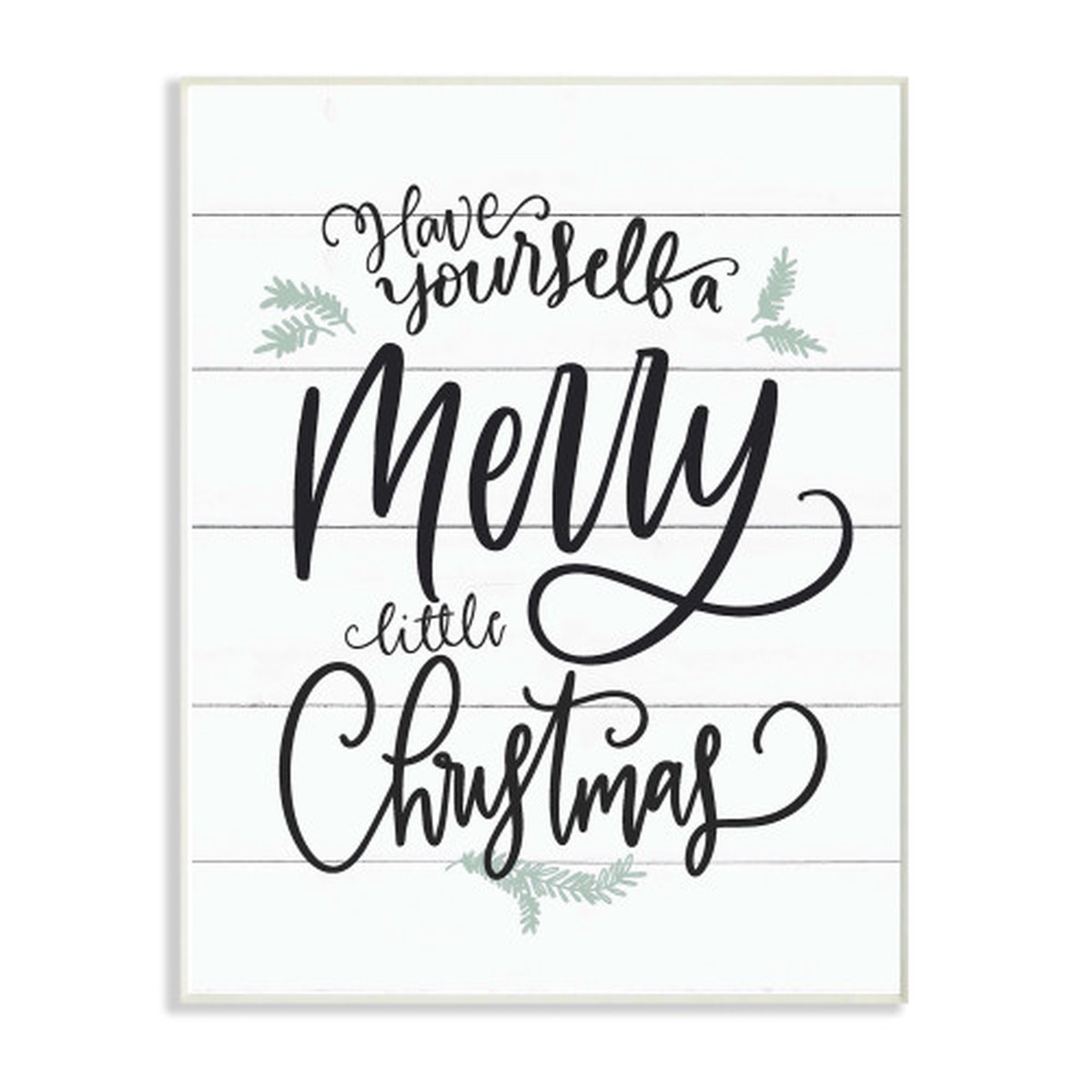 White and Black "Merry Little Christmas" Wall Plaque Art 10" x 15"